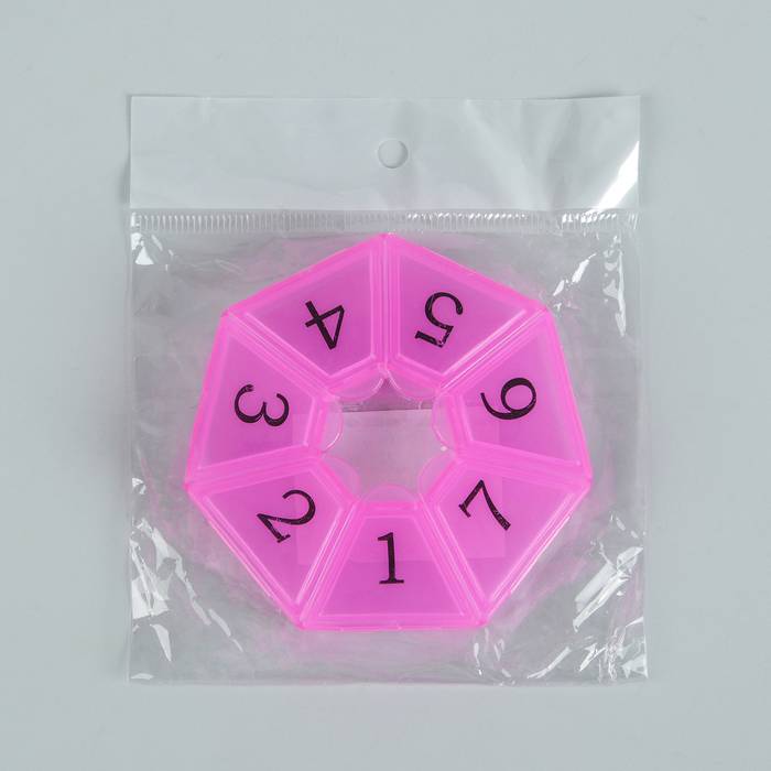 Таблетница 7 секций 7,5*7,5*2 см Цифры