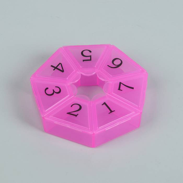 Таблетница 7 секций 7,5*7,5*2 см Цифры