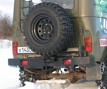 Бампер задний с креплением запасного колеса, под лифт для УАЗ Hunter РИФ