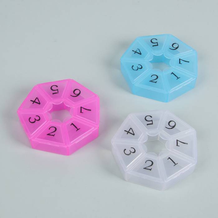 Таблетница 7 секций 7,5*7,5*2 см Цифры