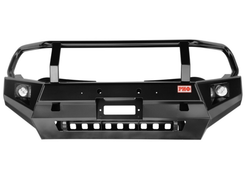 Бампер РИФ передний Mitsubishi L200 2015+ с доп. фарами и кенгурином