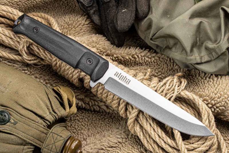 Нож туристический Kizlyar Supreme Alpha 420НС SW (Stonewash, кожаный чехол)