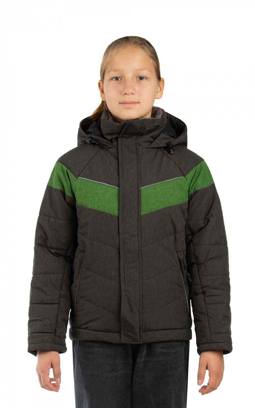 Куртка детская МАУГЛИ Junior (Джуниор) плащевая серо-зеленая