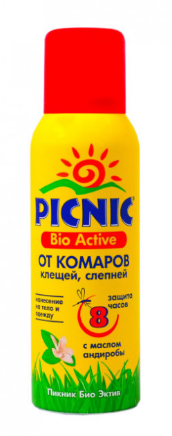 Аэрозоль от комаров и клещей Picnic Bio Active 125 см