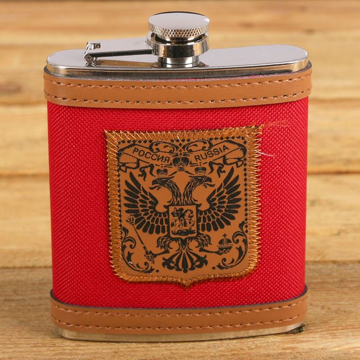 Фляжка Россия 210 мл, красная