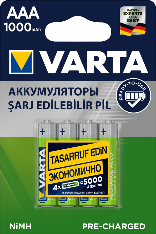 Аккумулятор VARTA R03-1000mAh Ready2Use