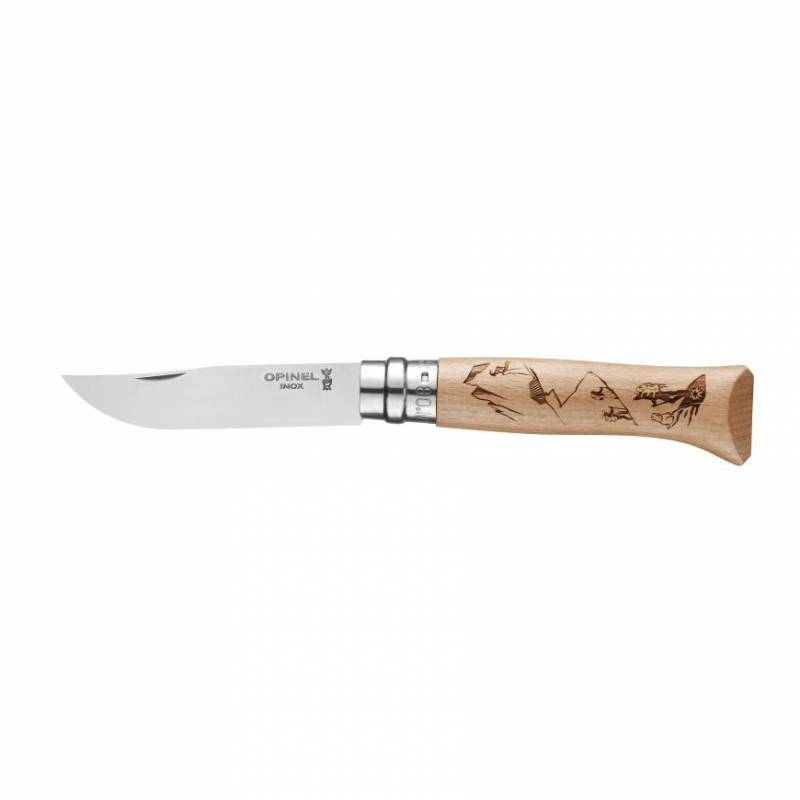 Нож складной Opinel №8 Alpine adventures нержавеющая сталь рукоять дуб гравировка пеший туризм